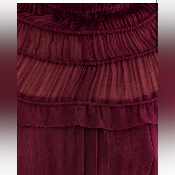 FARM RIO Burgundy Ruffle High Neck Blouse NWOT S - Picture 10 of 15